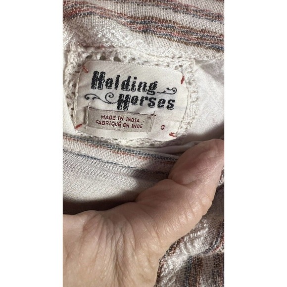 Anthropologie HOLDING HORSES Avery Faux Wrap Skirt Fringe Tie Side Beige Sz 0 - Picture 7 of 8